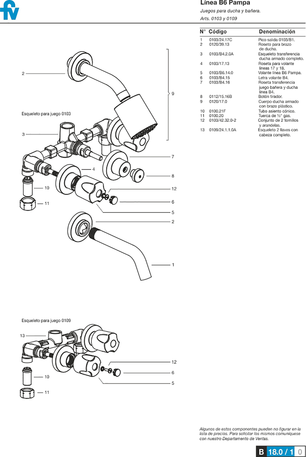 0103/B6 Pampa – Juego para bañera y ducha - Imagen 3