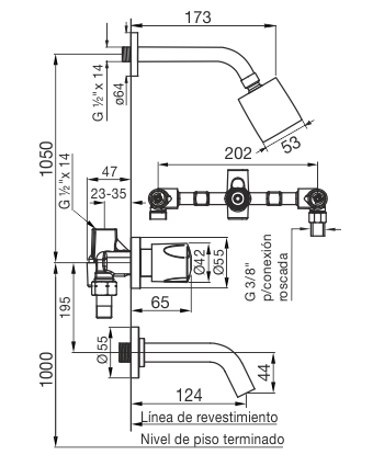 0103/B6 Pampa – Juego para bañera y ducha - Imagen 2