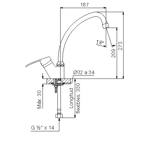 0423/B1 Arizona – Juego monocomando para mesada de cocina - Imagen 2