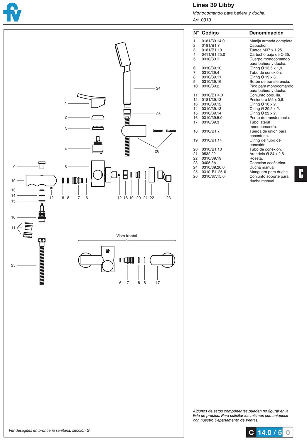 0310/39 Libby Monocomando – Juego monocomando para bañera y ducha - Imagen 3