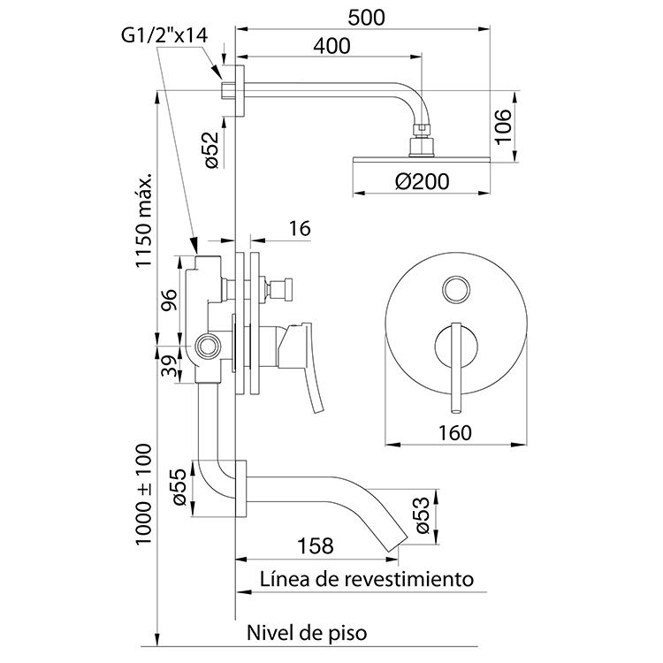 0106/39 Libby Monocomando – Juego monocomando para bañera y ducha - Imagen 2