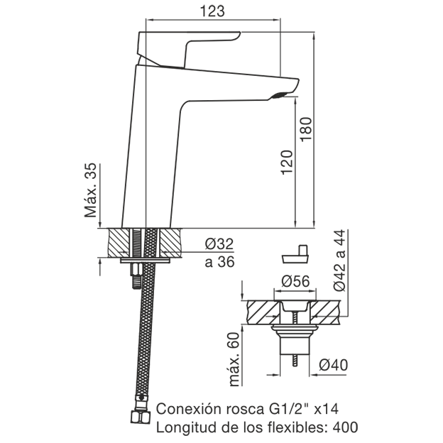 0181.01/B5 Puelo – Juego monocomando para lavatorio - Imagen 2