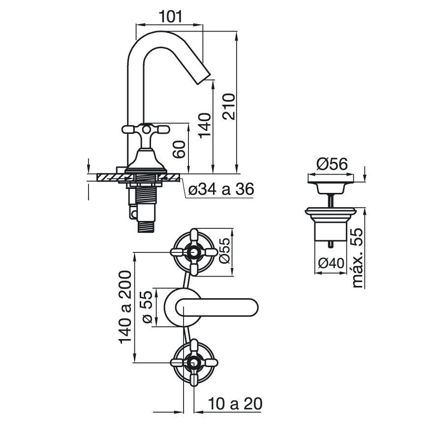 0207/B2P Newport Plus – Juego para lavatorio - Imagen 2