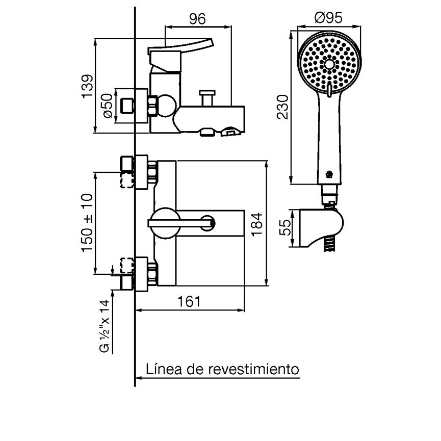 0310/39 Libby Monocomando – Juego monocomando para bañera y ducha - Imagen 2